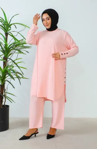 Zweiteiliges Set Aus Tunika Und Hose Mit Strasssteinen In Übergröße Artikelnummer 2658-03 Farbe: Puder 2658-03