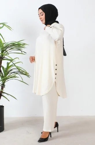 Zweiteiliger Anzug Mit Strasssteinen In Übergröße Modell 2658-04 Creme 2658-04