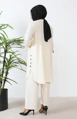 Zweiteiliger Anzug Mit Strasssteinen In Übergröße Modell 2658-04 Creme 2658-04