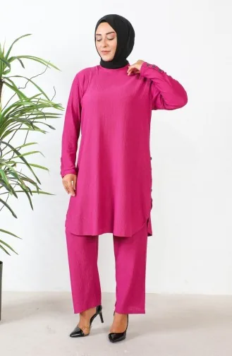 Zweiteiliger Anzug Mit Strasssteinen In Übergröße Modell 2658-05 Fuchsia 2658-05