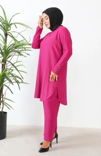 Zweiteiliger Anzug Mit Strasssteinen In Übergröße Modell 2658-05 Fuchsia 2658-05