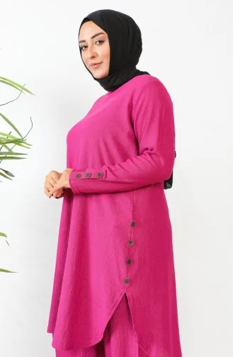 Zweiteiliger Anzug Mit Strasssteinen In Übergröße Modell 2658-05 Fuchsia 2658-05