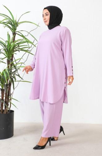 Plus Size Stoned Tuniek Broek Tweedelig Set 2658-08 Lila 2658-08