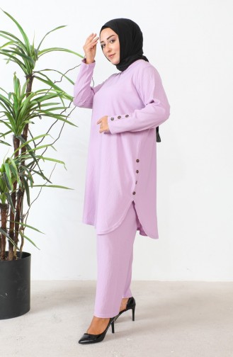 Plus Size Stoned Tuniek Broek Tweedelig Set 2658-08 Lila 2658-08
