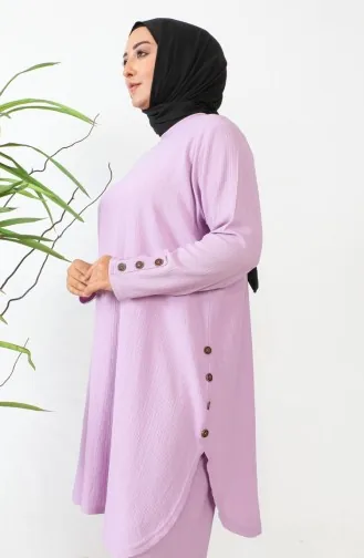 Plus Size Stoned Tuniek Broek Tweedelig Set 2658-08 Lila 2658-08
