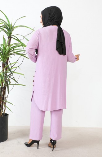 Plus Size Stoned Tuniek Broek Tweedelig Set 2658-08 Lila 2658-08