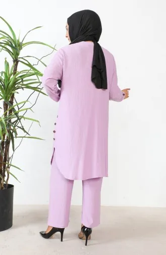 Plus Size Stoned Tuniek Broek Tweedelig Set 2658-08 Lila 2658-08