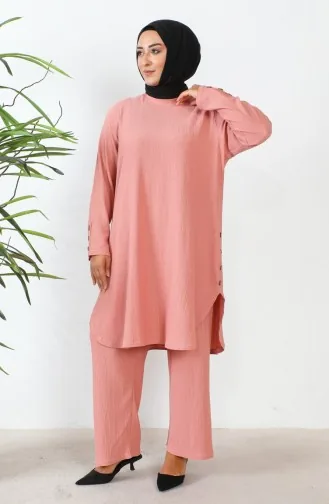 Zweiteiliges Set Aus Tunika Und Hose Mit Strasssteinen In Übergröße Artikelnummer 2658-11 Rosa 2658-11