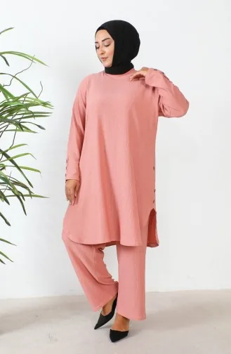 Zweiteiliges Set Aus Tunika Und Hose Mit Strasssteinen In Übergröße Artikelnummer 2658-11 Rosa 2658-11