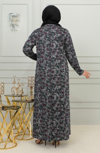 فستان فيسكوز منقوش بمقاسات كبيرة 4447-01 أرجواني 4447-01