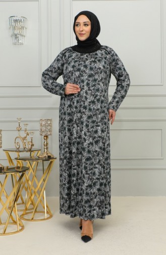 Gemustertes Viskosekleid In Übergröße 4447-03 Grün 4447-03