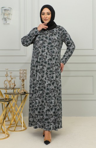 Gemustertes Viskosekleid In Übergröße 4447-03 Grün 4447-03