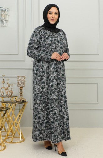 Gemustertes Viskosekleid In Übergröße 4447-03 Grün 4447-03