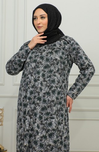 Gemustertes Viskosekleid In Übergröße 4447-03 Grün 4447-03