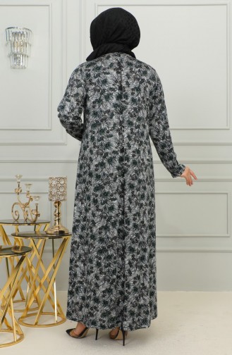 Gemustertes Viskosekleid In Übergröße 4447-03 Grün 4447-03