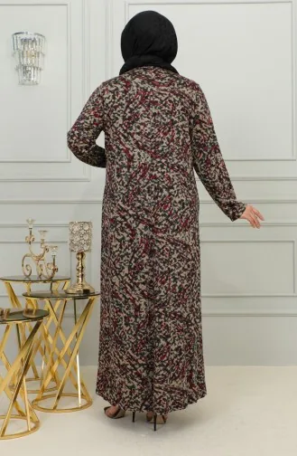 فستان فيسكوز منقوش مقاس كبير 4447A-02 أحمر 4447A-02