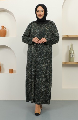 Gemustertes Viskosekleid In Übergröße 4447B-02 Grün 4447B-02