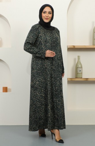 Gemustertes Viskosekleid In Übergröße 4447B-02 Grün 4447B-02