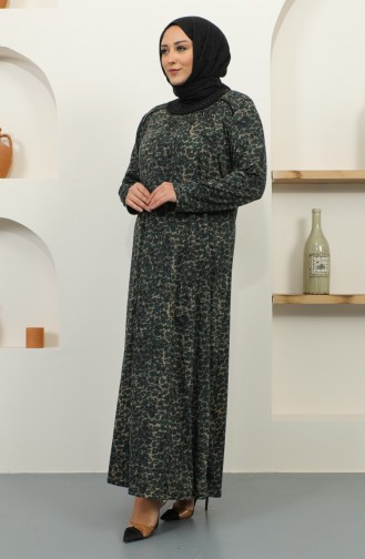 Gemustertes Viskosekleid In Übergröße 4447B-02 Grün 4447B-02