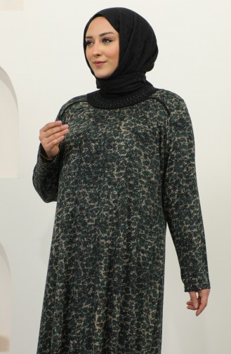 Gemustertes Viskosekleid In Übergröße 4447B-02 Grün 4447B-02