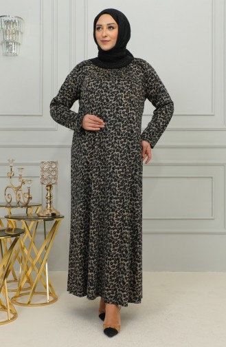 Gemustertes Viskosekleid In Übergröße 4447B-03 Braun 4447B-03