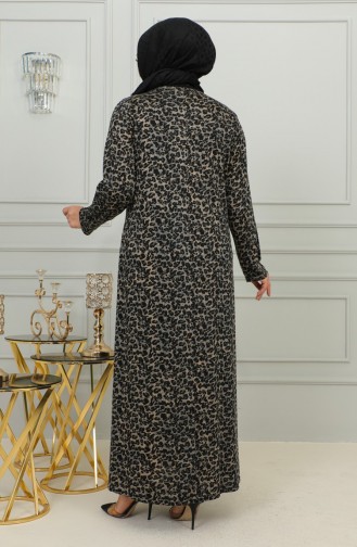 Gemustertes Viskosekleid In Übergröße 4447B-03 Braun 4447B-03
