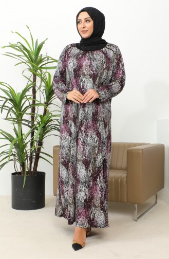 Plus-size Viscose Jurk Met Patroon 4447C-02 Roze 4447C-02