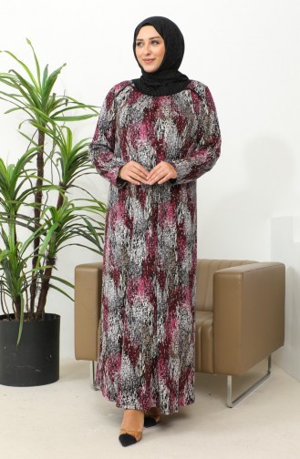 Gemustertes Viskosekleid In Übergröße 4447C-04 Bordeauxrot 4447C-04
