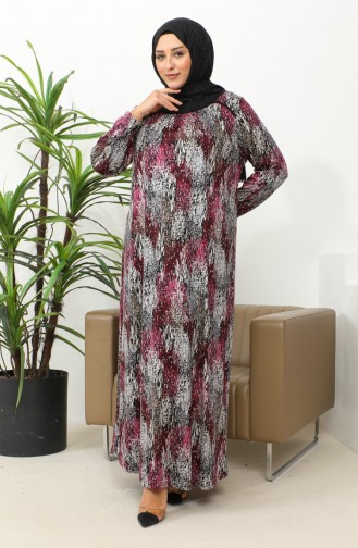 Gemustertes Viskosekleid In Übergröße 4447C-04 Bordeauxrot 4447C-04