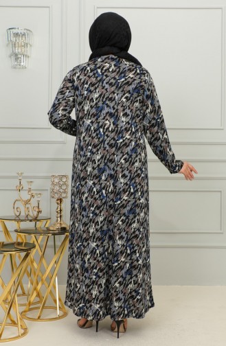 Plus-size Viscose Jurk Met Patroon 4447D-01 Blauw 4447D-01