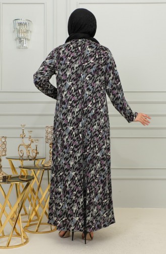 Plus-size Viscose Jurk Met Patroon 4447D-03 Pruim 4447D-03