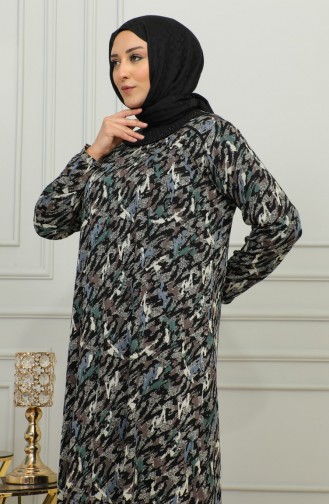 فستان فيسكوز منقوش مقاس كبير 4447D-04 أخضر 4447D-04