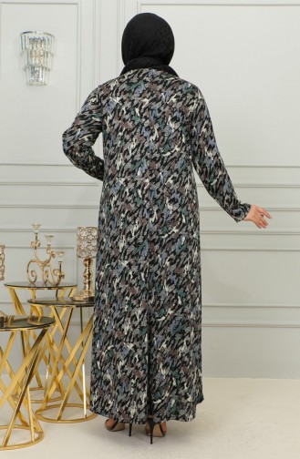 فستان فيسكوز منقوش مقاس كبير 4447D-04 أخضر 4447D-04