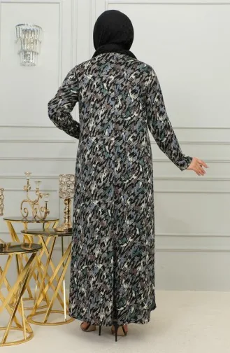 فستان فيسكوز منقوش مقاس كبير 4447D-04 أخضر 4447D-04