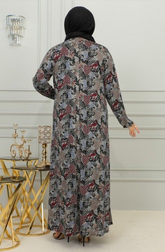 Plus-size Viscose Jurk Met Patroon 4447E-01 Claret Red 4447E-01