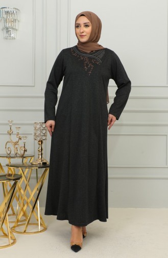 Plus Size Geborduurde Viscose Jurk 4879-03 Zwart 4879-03