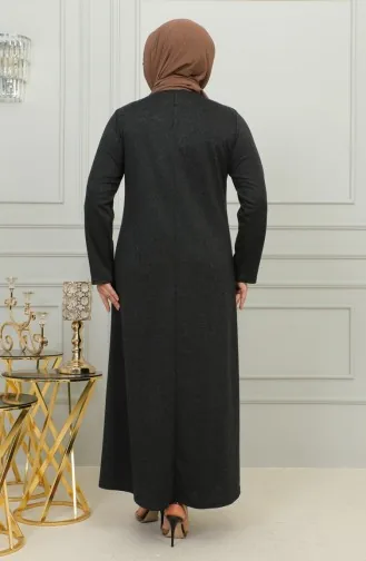 Robe Grande Taille En Viscose Brodée 4879-03 Noire 4879-03