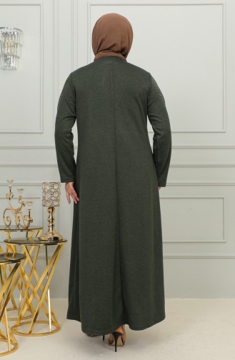 Plus Size Geborduurde Viscose Jurk 4958-01 Khaki 4958-01