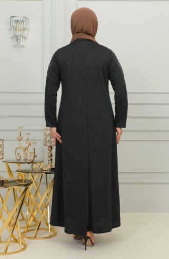 Plus Size Geborduurde Viscose Jurk 4958-03 Zwart 4958-03