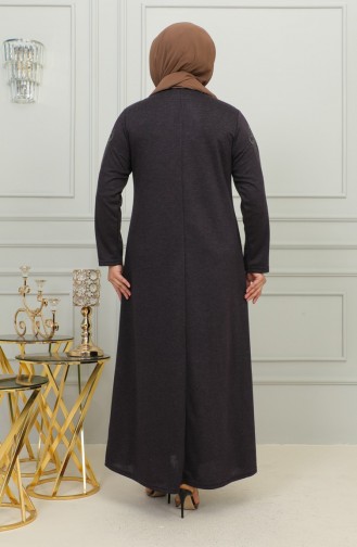 Plus Size Geborduurde Viscose Jurk 4958-04 Pruim 4958-04