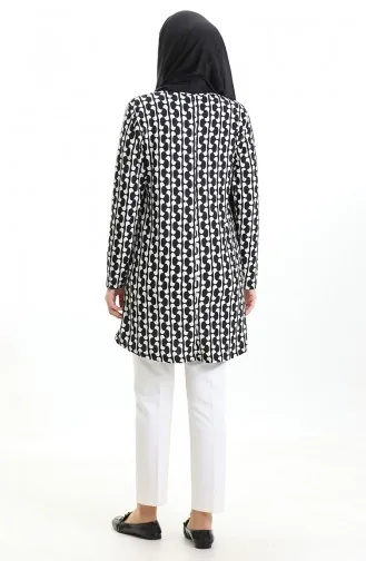 تونيك كريب مطبوع رقميًا 1004A-01 باللونين الأسود والأبيض 1004A-01