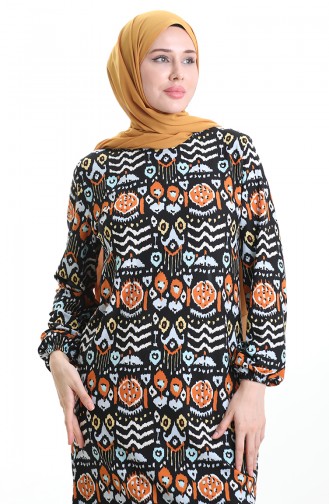 Digitally Printed Slit Detailed Tunic 1005-01 Black Brick 1005-01