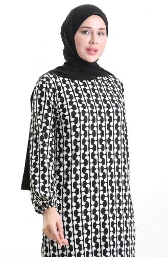 Tunique à Fentes Imprimées Numériquement 1005A-01 Noir Et Blanc 1005A-01