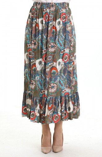 Elastic Waist Viscose Skirt 2105-05 Emerald Green Brick 2105-05