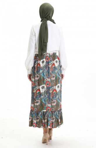 Elastic Waist Viscose Skirt 2105-05 Emerald Green Brick 2105-05