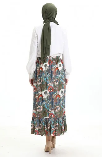 Jupe En Viscose à Taille élastique 2105-05 Vert émeraude Brique 2105-05