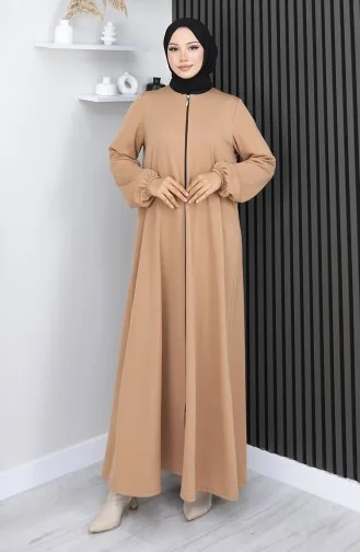 عباية مولانا مزدوجة بسحاب 2029-07 لون قهوة الحليب 2029-07