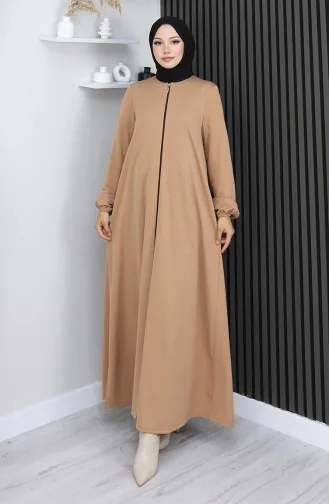 عباية مولانا مزدوجة بسحاب 2029-07 لون قهوة الحليب 2029-07