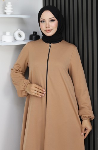 Mevlana Abaya Mit Reißverschluss Und Doppeltem Reißverschluss 2029-07 Milchkaffee 2029-07