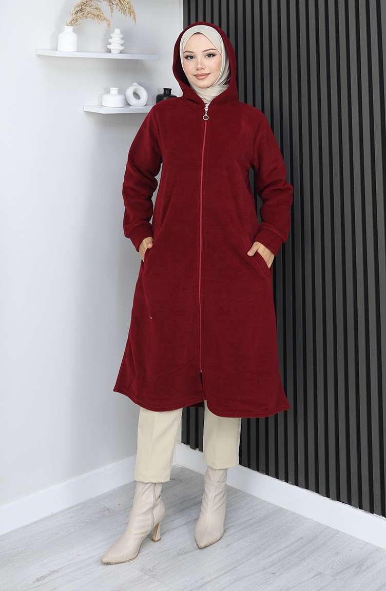 Sefamerve, Tunique Manteau Polaire 0970-04 Rouge Bordeaux